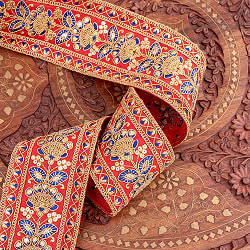 【全5色】 【極太幅7.5cm】 チロリアンテープ　メーター売 - 金糸が美しい　更紗模様のゴータ刺繍 −金魚草 - サブ3