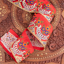 【極太幅7.5cm】 チロリアンテープ　メーター売 - 金糸が美しい　更紗模様のゴータ刺繍 -庭園 - サブ3