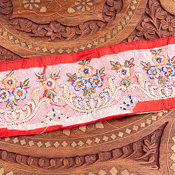 【極太幅7.5cm】 チロリアンテープ　メーター売 - 金糸が美しい　更紗模様のゴータ刺繍 -庭園 - サブ5