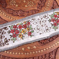 【極太幅8cm】 チロリアンテープ　メーター売 - 金糸が美しい　更紗模様のゴータ刺繍  - 満開 - サブ5