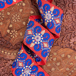 チロリアンテープ　メーター売 - 金糸が美しい　更紗模様のゴータ刺繍  〔幅:約5.8cm〕 紋章 - サブ3