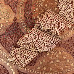 チロリアンテープ　メーター売 - 金糸が美しい　更紗模様のゴータ刺繍  〔幅:約6.5cm〕 メヘンディ 暖色 - サブ3