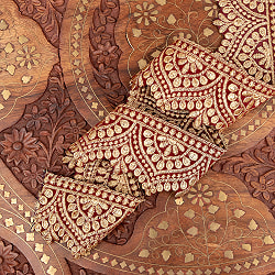 チロリアンテープ　メーター売 - 金糸が美しい　更紗模様のゴータ刺繍  〔幅:約6.5cm〕 メヘンディ 寒色 - サブ3