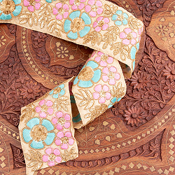 約9m ロール売り 【極太幅8cm】 チロリアンテープ　- 金糸が美しい　更紗模様のゴータ刺繍 - マリーゴールド - サブ3