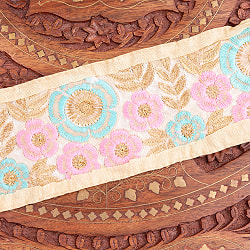 約9m ロール売り 【極太幅8cm】 チロリアンテープ　- 金糸が美しい　更紗模様のゴータ刺繍 - マリーゴールド - サブ5