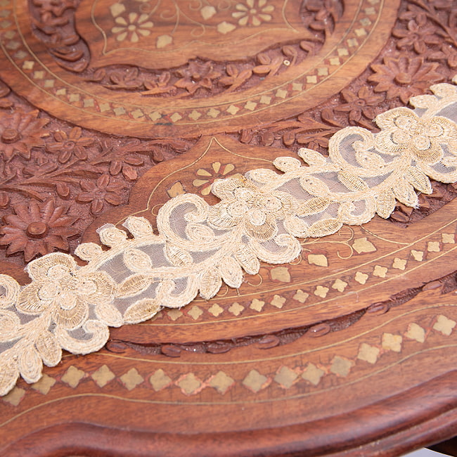 約9m チロリアンテープ ロール売 - 金糸が美しい　更紗模様のゴータ刺繍〔幅:約4.5cm〕 - アラベスク 5 - 裏面はこのようになっております