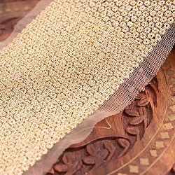 チロリアンテープ　メーター売 - 金糸が美しい　更紗模様のゴータ刺繍〔幅:約8cm〕 - 綺羅星 - サブ2