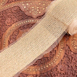チロリアンテープ　メーター売 - 金糸が美しい　更紗模様のゴータ刺繍〔幅:約8cm〕 - 綺羅星の商品写真