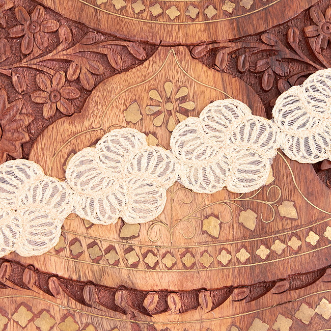 チロリアンテープ　メーター売 - 金糸が美しい　更紗模様のゴータ刺繍〔幅:約4cm〕 - プルメリア 5 - 裏面はこのようになっております