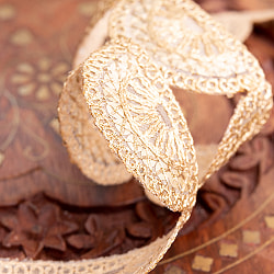 約9m チロリアンテープ ロール売 - 金糸が美しい　更紗模様のゴータ刺繍〔幅:約3cm〕 - 舞扇 - サブ4