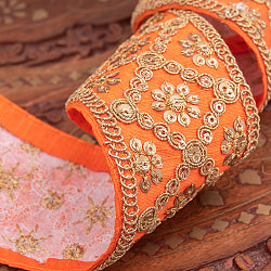 【全7色】約9m チロリアンテープ ロール売 - 金糸が美しい　更紗模様のゴータ刺繍〔幅:約5.8cm〕 - ハンデラバード - サブ4