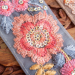 【全3色】チロリアンテープ　メーター売 - 金糸が美しい　　更紗模様のゴーダ刺繍〔幅:約4cm〕 - くすみカラーのフラワー刺繍 - サブ3