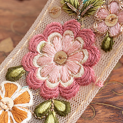 【全6色】チロリアンテープ　メーター売 - 金糸が美しい　　更紗模様のゴーダ刺繍〔幅:約3.7cm〕 - レトロフラワー - サブ3