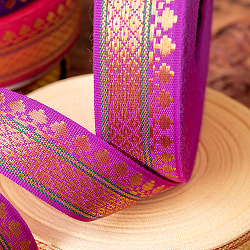 〔各色あり〕〔メーター売り〕チロリアンテープ　メーター売 - 美しい光沢感　伝統模様ブロケード〔幅:約2.5cm〕 - サブ5