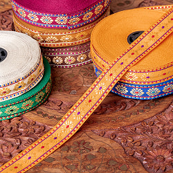 〔各色あり〕〔メーター売り〕チロリアンテープ　メーター売 - 美しい光沢感　花模様ブロケード〔幅:約2cm〕 - サブ2