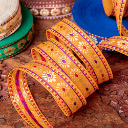 〔各色あり〕〔メーター売り〕チロリアンテープ　メーター売 - 美しい光沢感　花模様ブロケード〔幅:約2cm〕 - サブ3