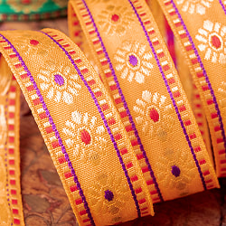 〔各色あり〕〔メーター売り〕チロリアンテープ　メーター売 - 美しい光沢感　花模様ブロケード〔幅:約2cm〕 - サブ4