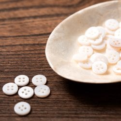 貝から作られたボタン シェルボタン[4穴：20gセット-50個程度]  - 約10mm