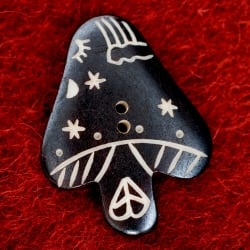 水牛の角ボタン[5個セット] - 約4cm ×約3cmきのこ - サブ2