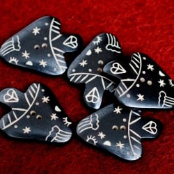 水牛の角ボタン[5個セット] - 約4cm ×約3cmきのこ - サブ5