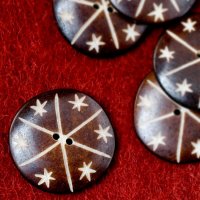 水牛の角ボタン[5個セット] - 約3cm星・丸