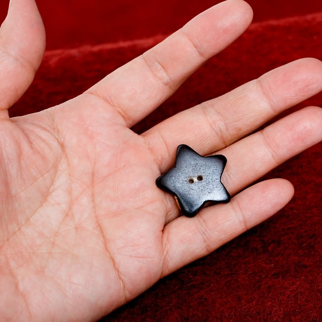 水牛の角ボタン[5個セット] - 約2.5cm - スター 4 - 手に持つとこのくらいのサイズ感です。