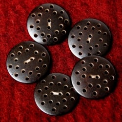 水牛の角ボタン[5個セット] - 約3.3cm茶・丸 - サブ5