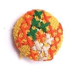 モン族の刺繍ボタン【直径：25mm 3個セット】 - 黄色・オレンジ系の商品写真