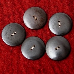 水牛の角ボタン[5個セット] - 約3.5cm黒平ら - サブ5