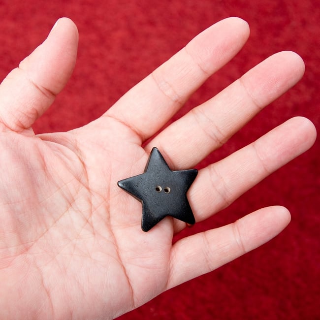 水牛の角ボタン[5個セット] - 約3.5cm - スター 4 - 手に持つとこのくらいのサイズ感です。