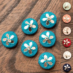 【6個入】インドの小さなくるみボタン　キラキラお花の商品写真