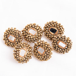 【6個入】インドのデコラティブボタン ミラーとビーズ【全3色】 - サブ5