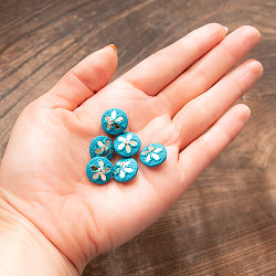 【選べる3個SET】【6個入】インドの小さなくるみボタン　キラキラお花 - サブ4