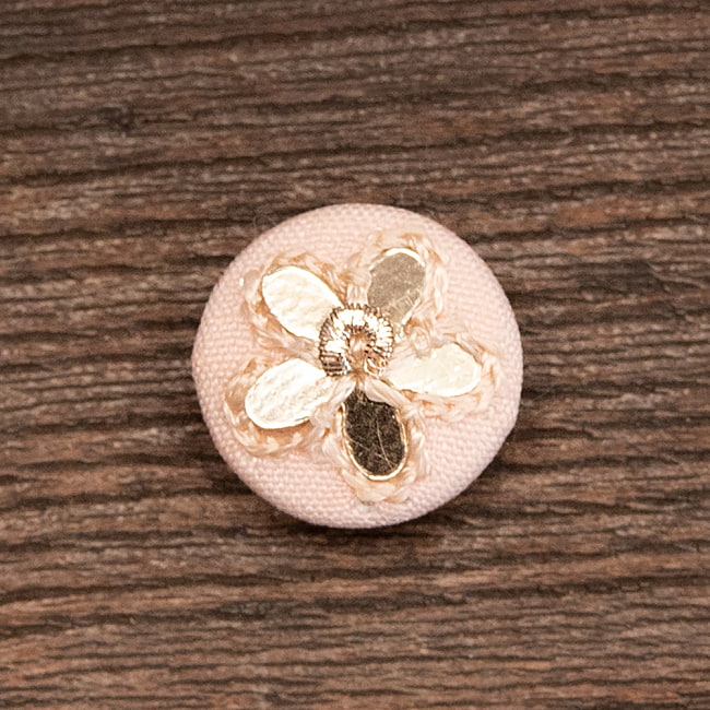 【選べる3個SET】【6個入】インドの小さなくるみボタン　キラキラお花 7 - No.4　ベビーピンク