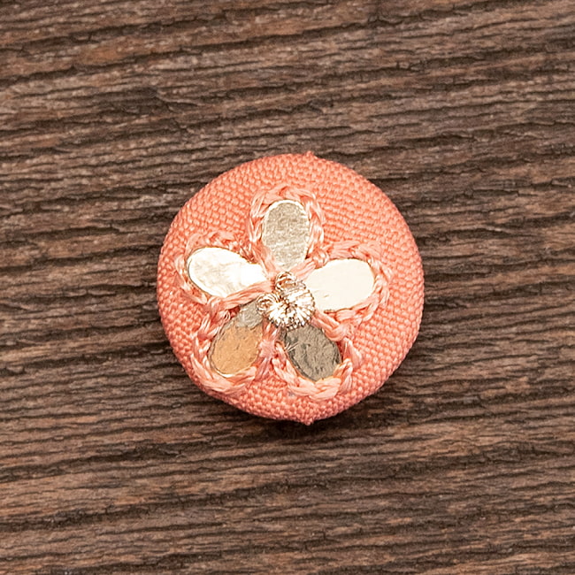 【選べる3個SET】【6個入】インドの小さなくるみボタン　キラキラお花 8 - No.5　サーモンピンク