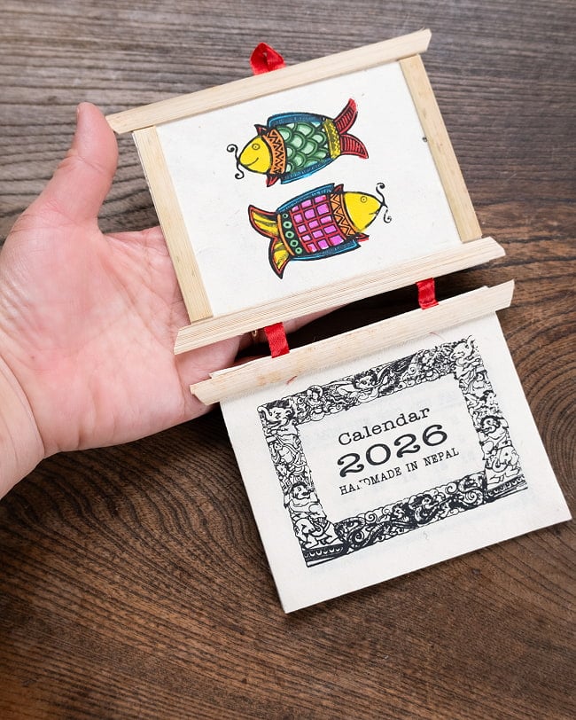 【2026年度版】手のひらサイズのネパールのカレンダー バンブー 4 - かわいい手のひらサイズです