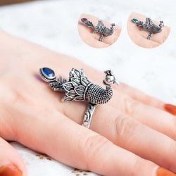 インドモチーフの大ぶりリング ピーコック