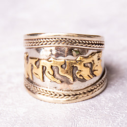 【フリーサイズ】オンマニペメフム　真言リング　大ぶり - サブ2