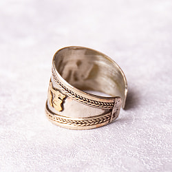 【フリーサイズ】オンマニペメフム　真言リング　大ぶり - サブ3