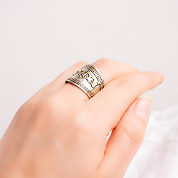 【フリーサイズ】オンマニペメフム　真言リング　大ぶり - サブ4