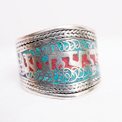 チベットの聖なるモチーフ　ホワイトメタルリング【全8デザイン・フリーサイズ】 - サブ2