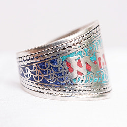 チベットの聖なるモチーフ　ホワイトメタルリング【全8デザイン・フリーサイズ】 - サブ3