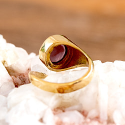 【安心のフリーサイズ】インド伝統　天然石のゴールドリング - サブ4