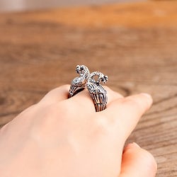【安心のフリーサイズ】大ぶりな孔雀　象　リング - サブ5