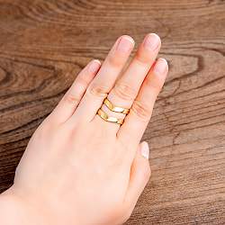 【安心のフリーサイズ】重ね付けも素敵！　3WAYゴールドリング - サブ5