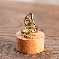 【安心のフリーサイズ】ペイズリー模様のゴールドリング - サブ2