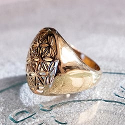 シードオブライフ ブラスリング 生命の種 神聖幾何学模様の指輪 - サブ4