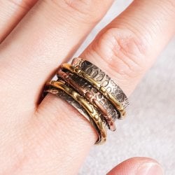 くるくる回る　インド占星術のリング 指輪 回転リング3連(ID-CPRG-356)