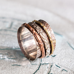 くるくる回る　インド占星術のリング 指輪 回転リング3連 - サブ5