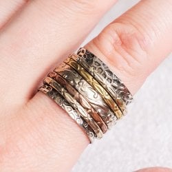 くるくる回る　インド占星術のリング 指輪 回転リング5連(ID-CPRG-358)